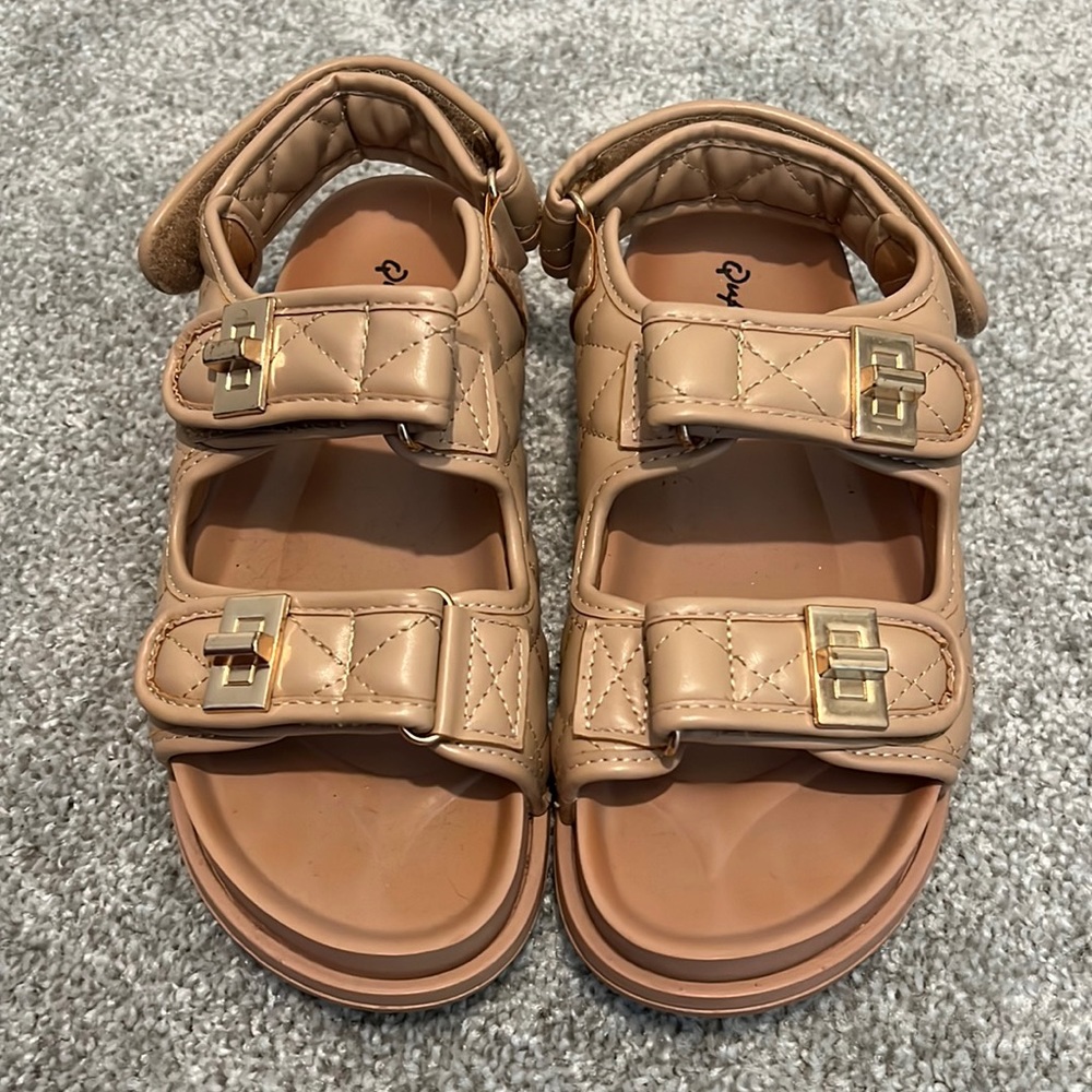 Tan quilted sandals